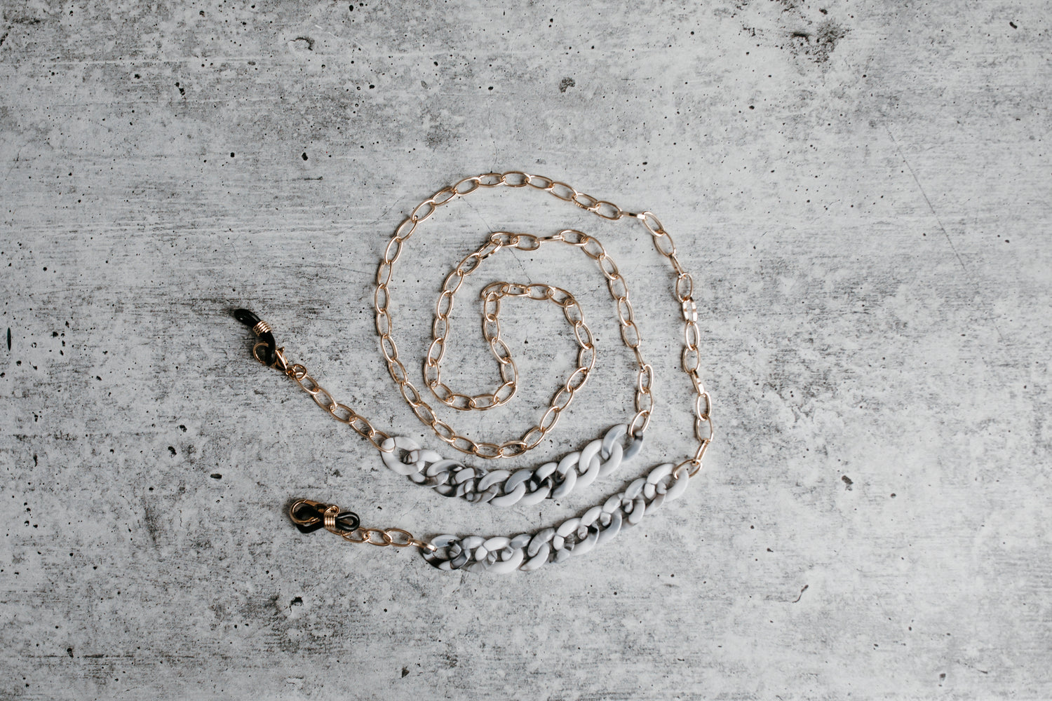 stylish marble acrylic and gold sunglasses chain