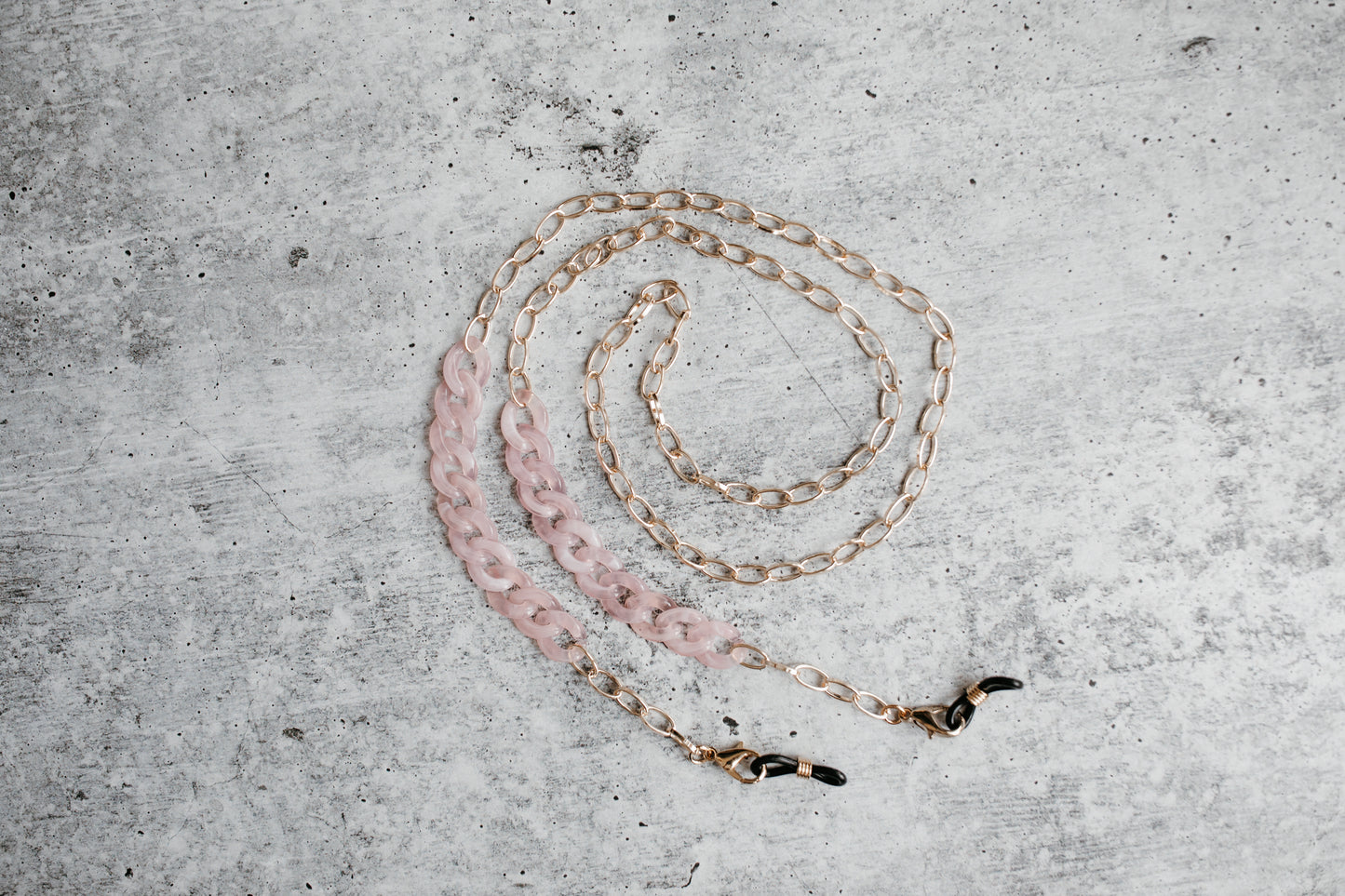 stylish pink acrylic and gold sunglasses chain