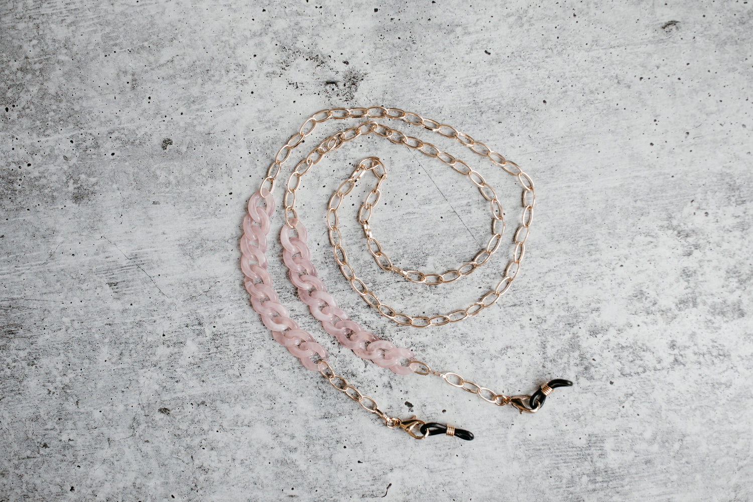 stylish pink acrylic and gold sunglasses chain